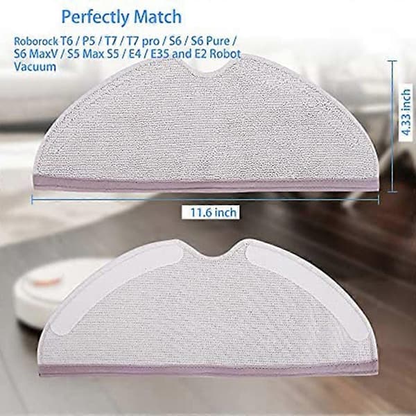 Moppdynor 4-pack Mikrofibermoppduk för Roborock S6 Pure S6 MaxV S5 Max S5 Robotdammsugare Mopp Ersättning As shown