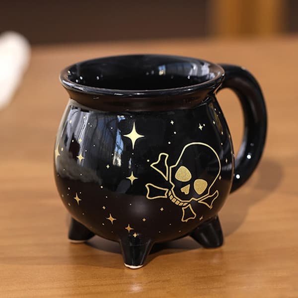 Halloween kaffemugg, rolig keramisk tekopp, svart, 13x9,5cm