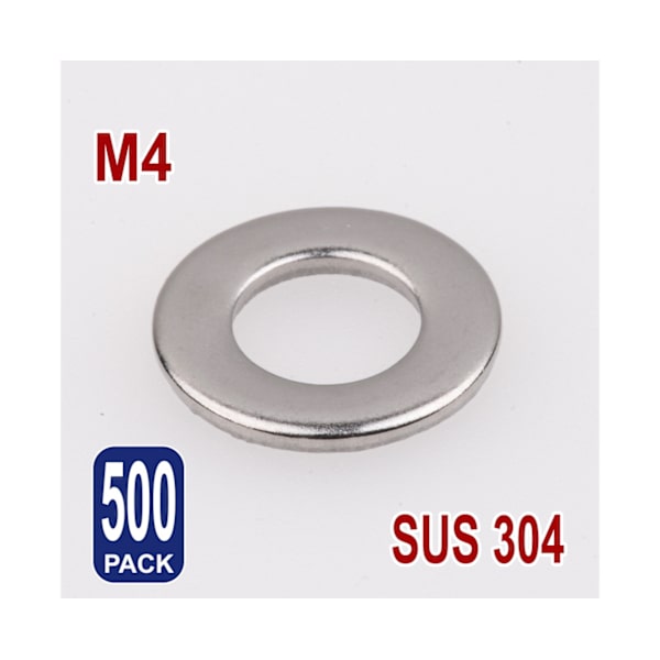 500X M4 platta brickor 304 rostfritt stål Metrisk fenderskydd Plåt packning Fästelement Vanlig bricka SUS Standard