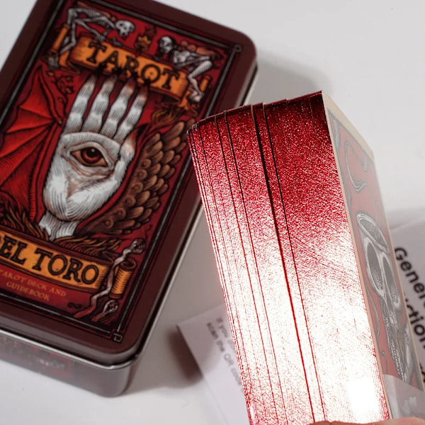 Del Toro Tarot i metalæske af tin 78 kort med forgyldt kant Guidebog Light Seer's Tarot Deck Strømpe Blooming Cat