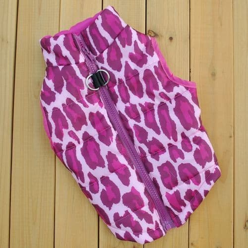 Bomuldsvest til hund, ryglynlås med trækkrog, Teddy, vinter Rose Red s (52g) image drawing