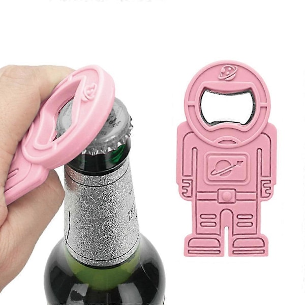 Astronaut Design Flasköppnare Silikon Metall Ölöppnare Party Barware Pink