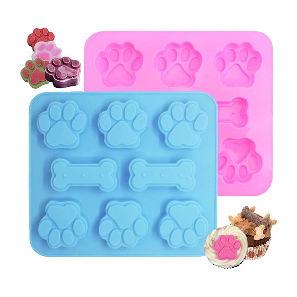 2-pack molds för hundvalp och hundben Molds för hundgodis för att baka choklad, godis, gelé, isbit, hundgodis