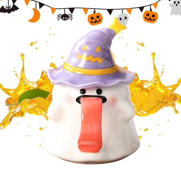 Halloween Spökmugg, Lila Keramisk Kaffekopp, 3.46\" Hög