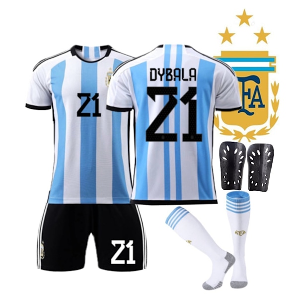 22-23 VM Argentina hjemme Dybala trøje fodbolduniform med sokker + beskyttelsesudstyr