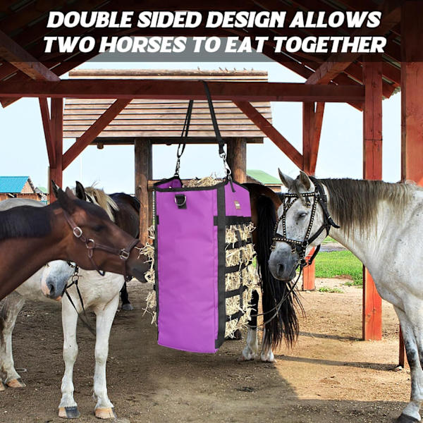 Hestefoderpose til opbevaring af hø til husdyrfodring og rejsebrug Purple Hay Storage Bag