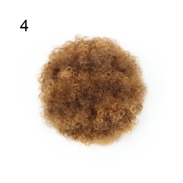 Afro Elastic Bull Peruk för kvinnor Värmebeständig kort lockigt vågigt Scrunchie hårstycke - 4#