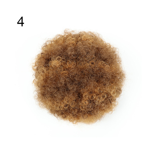 Afro Elastic Bull Peruk för kvinnor Värmebeständig kort lockigt vågigt Scrunchie hårstycke - 4#