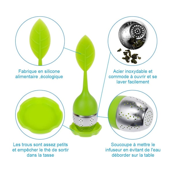 5 Styck Te Infuser Set Silikon Diffuser Te Infuser Rostfritt stål Te Diffuser Te Diffusor med skål och koppmatta 1st