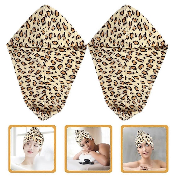 2 stk. badehætte, hårtørrehætte, håndklæde turban, badehætte, hårbeskytter til bad 65.00X26.00X2.50CM