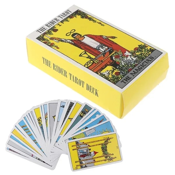 Pinkki Rider Waite 78 kortin tarotkorttipakka aloittelijoille, ennustuspakka perhejuhlapeli tarotkorttipakka - Keltainen Yellow