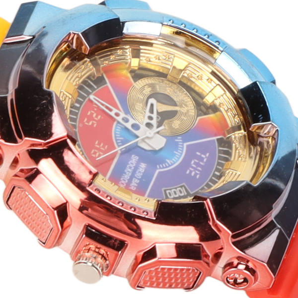 Quartz Watch Gradient Vattentät Lätt Långvarig Tid Exakt Mode Sport Armbandsur Röd Topp Gul Botten