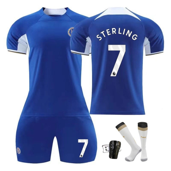 2023-24 Chelsea Home No. 7 Sterling No. 8 Enzo Fotbollströja Sportkläder L