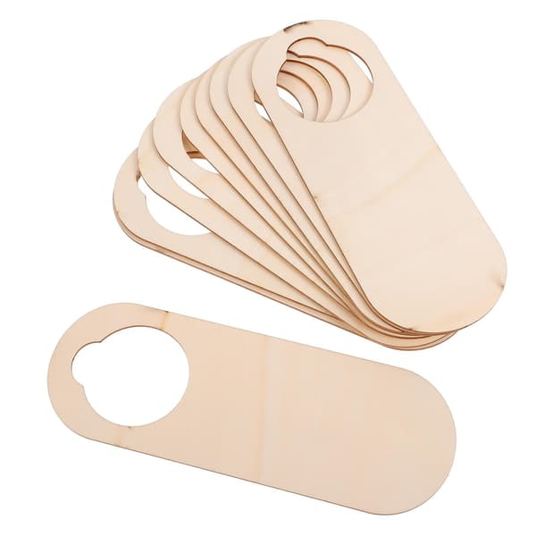 Obehandlade dörrhängare i trä, 10-pack, DIY-målning Halloween-dekor, khaki