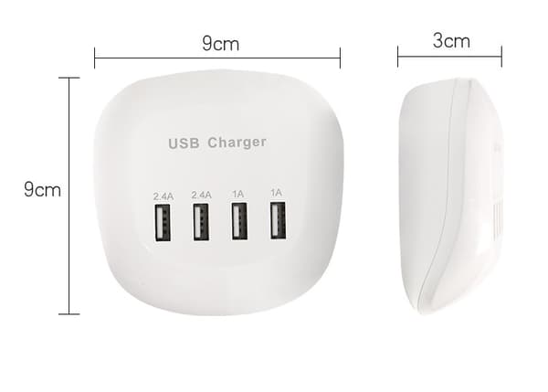 4-ports USB-oplader til telefoner og tablets Ceramic White usb Port US Plug