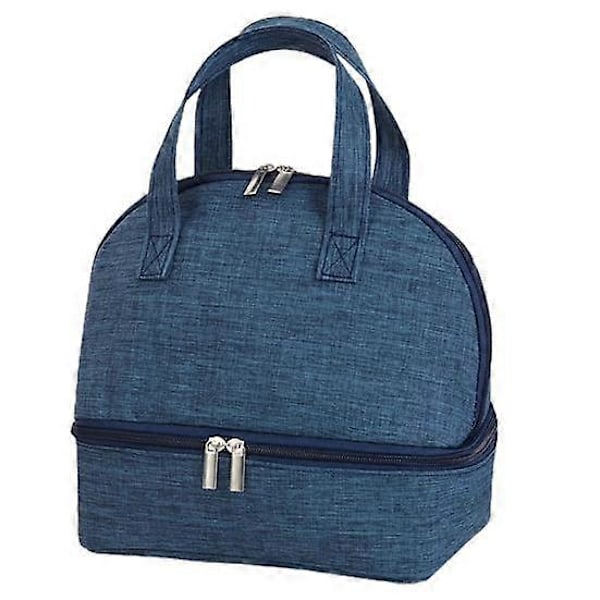 Lækagesikker Taske Kompakt Isoleret Bento Tote Madtaske Holdbar Isoleret Madkasse Taske navy blue