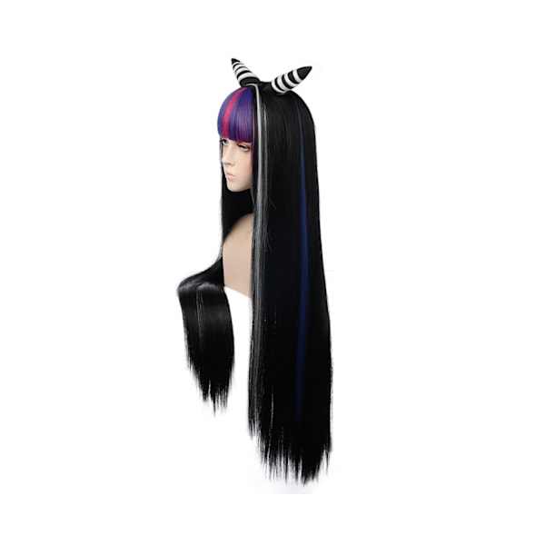 Dammode Långt rakt hår Flerfärgad lugg Peruk Anime Cosplay Frisyr - Svart