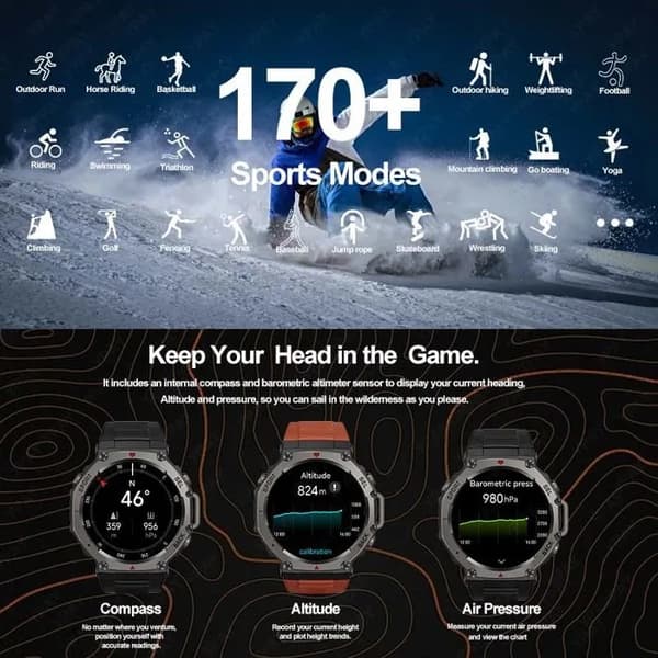 Smartklokke Sport 5 PRO 2025, HD AMOLED-skjerm, GPS, NFC, Bluetooth-samtaler, Vannbestandig, for iOS/Android