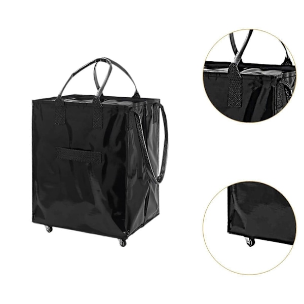 Kokoontaitettava ostoskassi, vetokärry, kokoontaitettava kassi lomaelämään, retkeilyyn S Black L