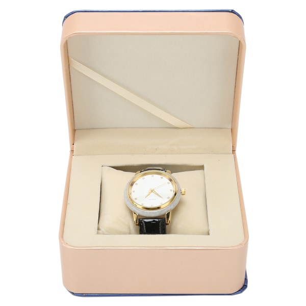 Alloy Quartz Urværk Mænd Elegant Skinnende Rhinestone Ur med PU Læderrem til Feriefest