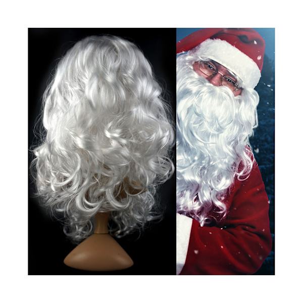 Tomtekostym Andas Match Well Beauty Tool Wizard Peruk Tomtevit kostym för fest - vita ögonbryn