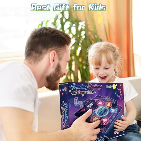 Dansematteleker for jenter 3-6 år, trådløs Bluetooth musikkdansematte med 6 knapper, 4 spillmoduser, sklisikker, sammenleggbar