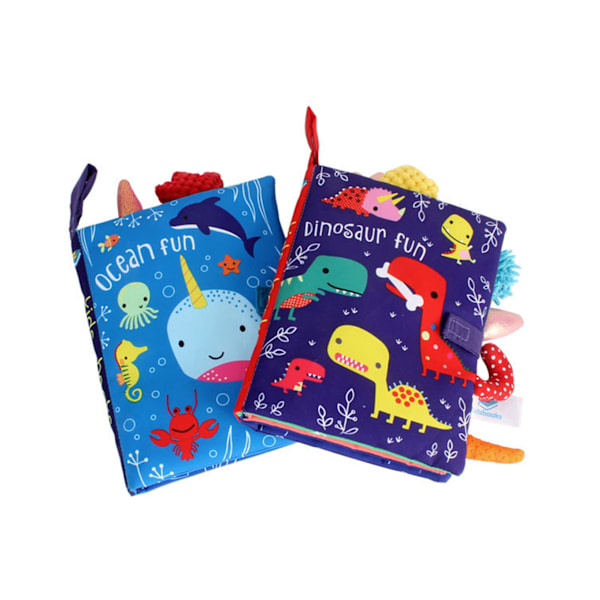 Multifunktionell rivbeständig ringande pappers svans tygbok baby pedagogisk leksak - himmelsblå