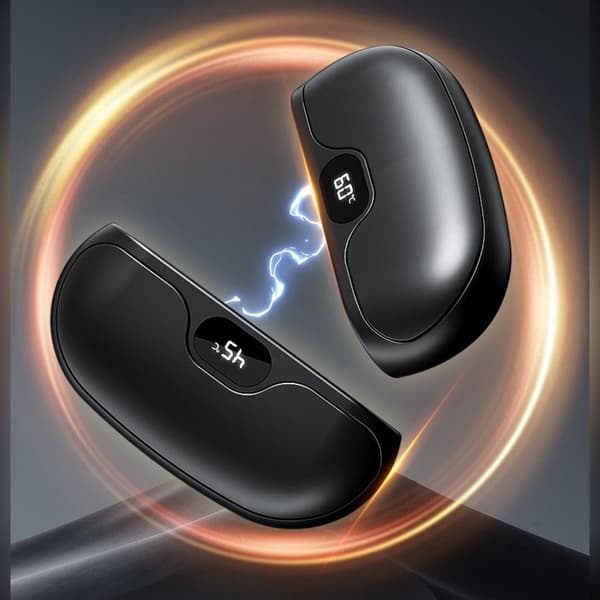 Magnetiske håndvarmere genopladelige, USB-C, 5 varmeniveauer, sort, bærbart sæt