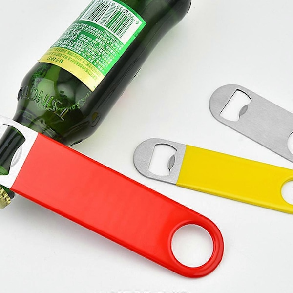 Platt flasköppnare i rostfritt stål, bartenderflasköppnare för bar, enkla och effektiva ölöppnare