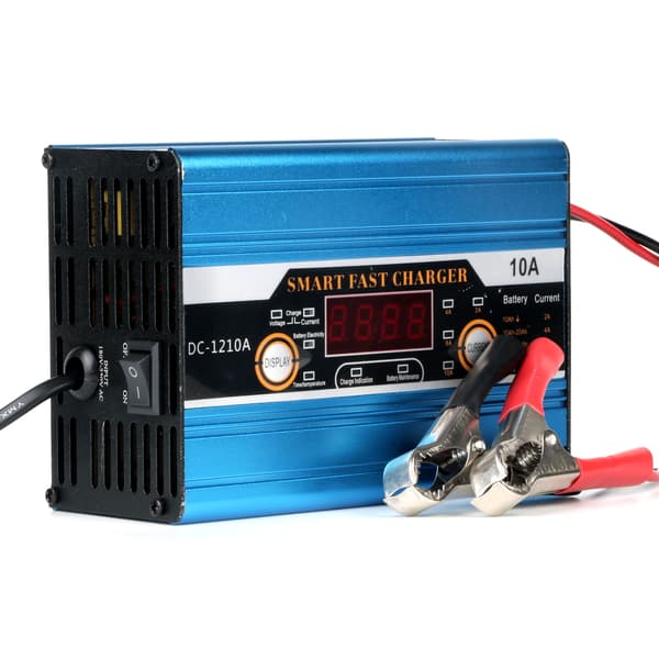 Bil Motorsykkel Smart Blybatterilader Med Display Blue EU Plug