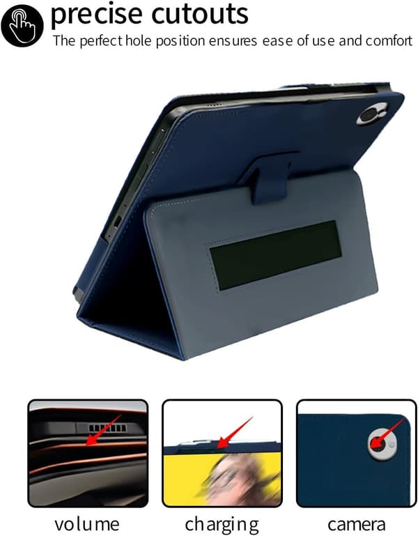 Foldbart Standcover til Wacom MovinkPad 11, PU Læder, Blyantholder, Håndledsrem, DYBBLÅ