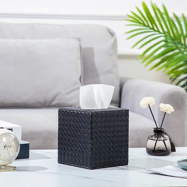 Svart Tissue Box Omslag, Fyrkantigt Tissue Box Omslag, Svarta Tissue Box Hållare, Tissue