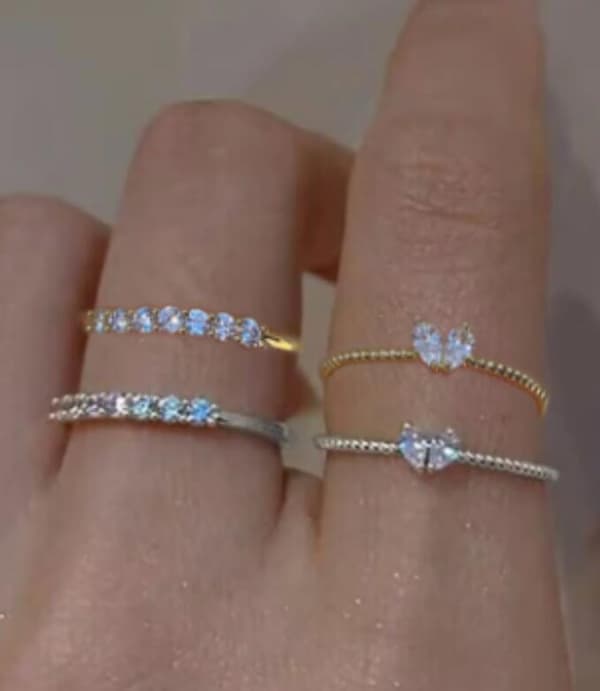 Trendy Chic Hjerte Rhinestone Åben Knoring model5973301