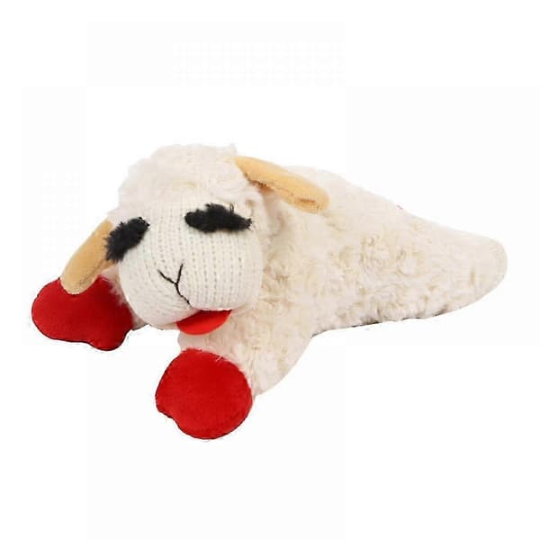 Plyschhundleksak, Lambchop, 25 cm, Vit/Tan, Liten