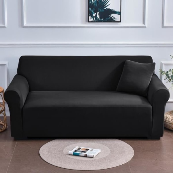 Stretch cover för soffa och sittande fåtölj Enfärgad för vardagsrum (190-230cm) svart