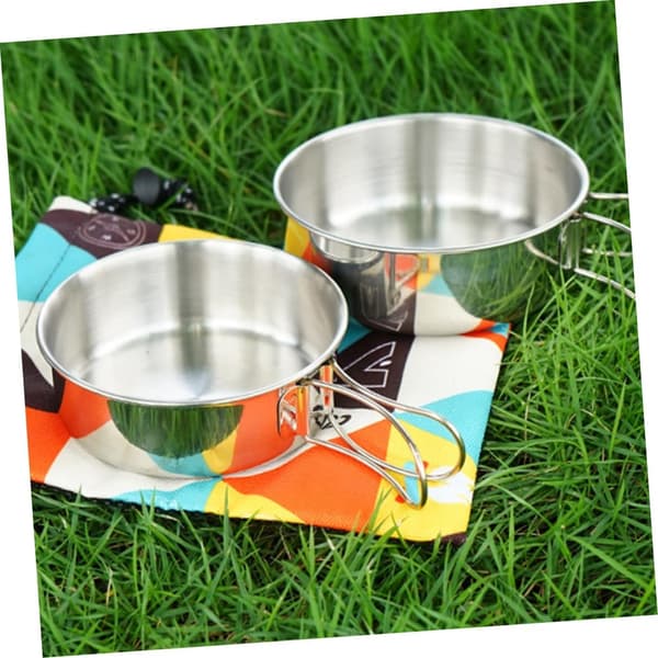 Sammenklappelige mini-skåle i rustfrit stål til camping, vandreture og udendørs brug 500ml