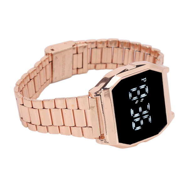 LED- watch för student Tetragonum Digital watch med viklås Alarmtid nattljusfunktion för dagligt bruk Rose Gold