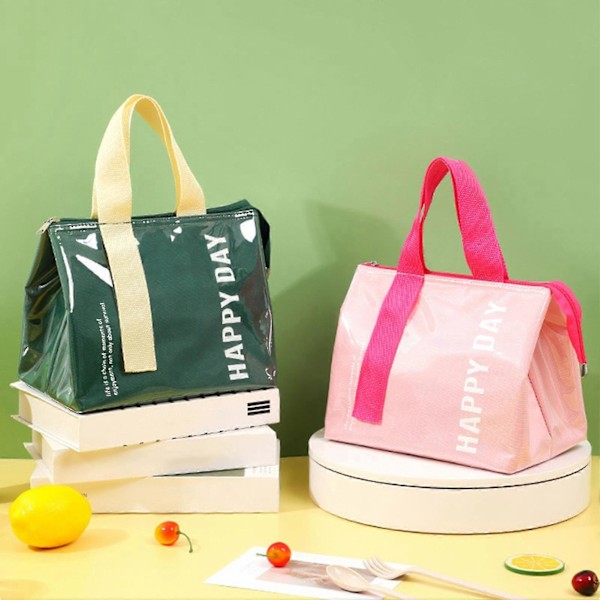 Vattentät Förtjockad Isolerad Lunchväska Enkel Enfärgad Matlådeväska Pink