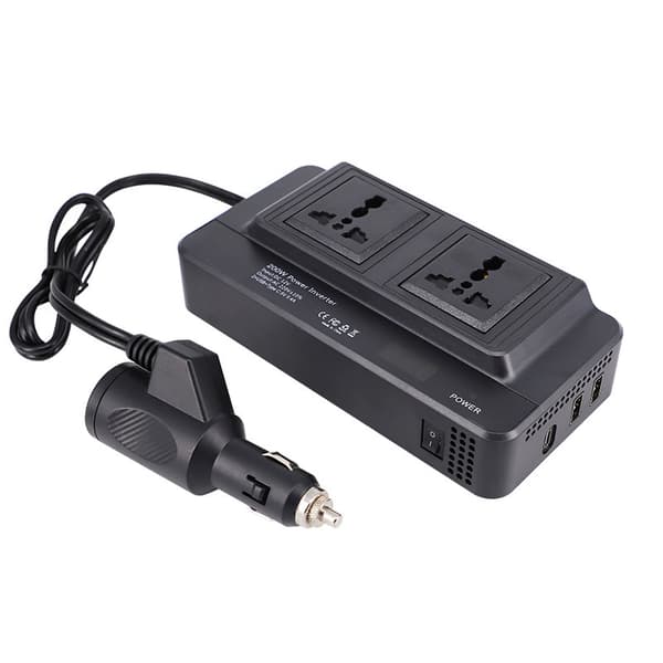 200W Bilstrømomformer, 12V/24V til 110V/220V Strømomformer med PD20W