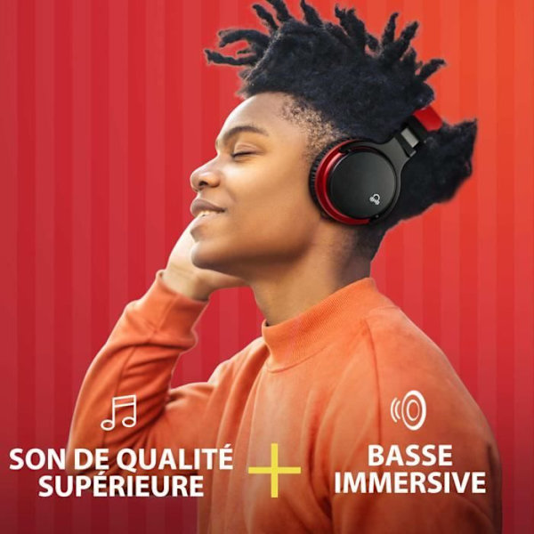 E7 BASIC C Rødt aktivt støydempende headset trådløst bluetoote-headset