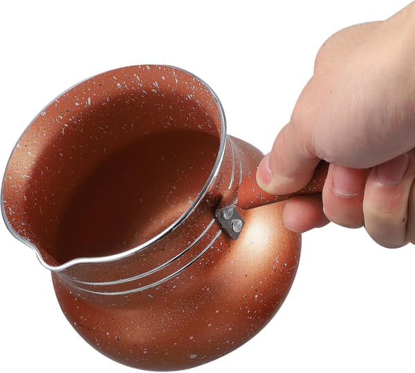 Mini multifunktionell mjölkkastrull med lock, 10 cm non-stick hushållskastrull, kaffefärg