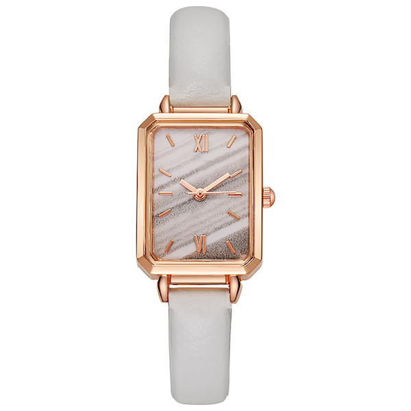Watch Liten Elegant Vintage Enkel Stil Rektangel Rostfritt Stål Fashionabla Armbandsur För Kvinnor Vit