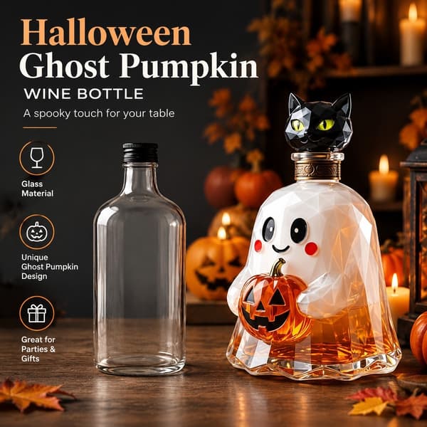Halloween Spöke Pumpa Vinflaska, Glasdekanter, Festpresentdekoration