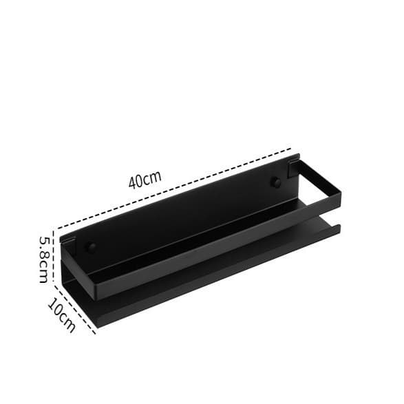 Vægmonteret krydderiopbevaringsstativ, rustfrit stål, sort 40 cm, multifunktionel køkkenorganisator