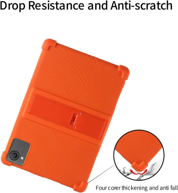Blødt silikonecover til ZOFYWNAS C10 10 tommer tablet, justerbart stødsikkert børnevenligt cover til Android 14 (Orange)