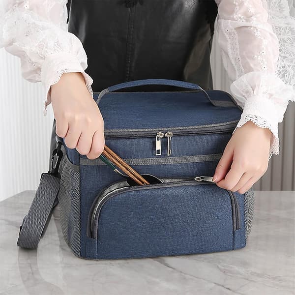 Isolert Matboks Veske God Varmeisolasjon & Flekkbestandig Matpose Navy Blue