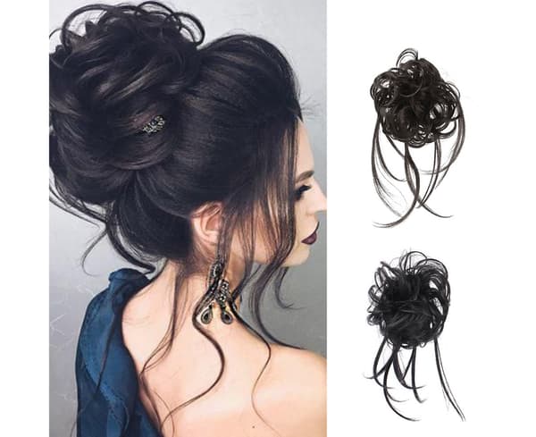 Parykker Messy Effect Fluffy Hair Pustende Chignon Messy Scrunchie Elastisk Hårknute for Fest - Lys Brun