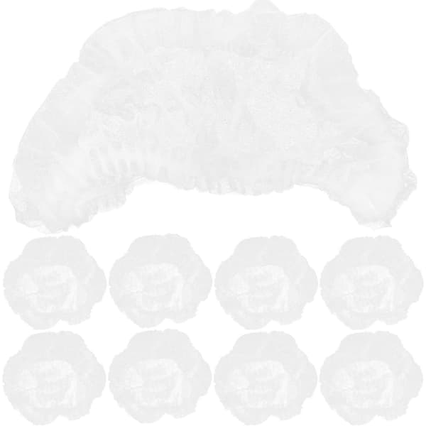 100 st Duschmössor Engångs Hårnät Andningsbara Engångsmössor Nonwoven Mössa Unisex Hattar Engångs Duschmössor White