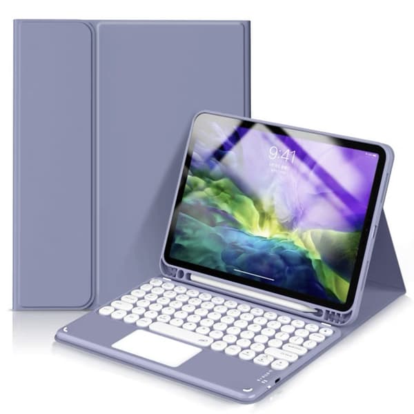 Bluetooth-tastaturdeksel for Samsung Galaxy Tab S10 Plus 12,4\", lilla, runde taster