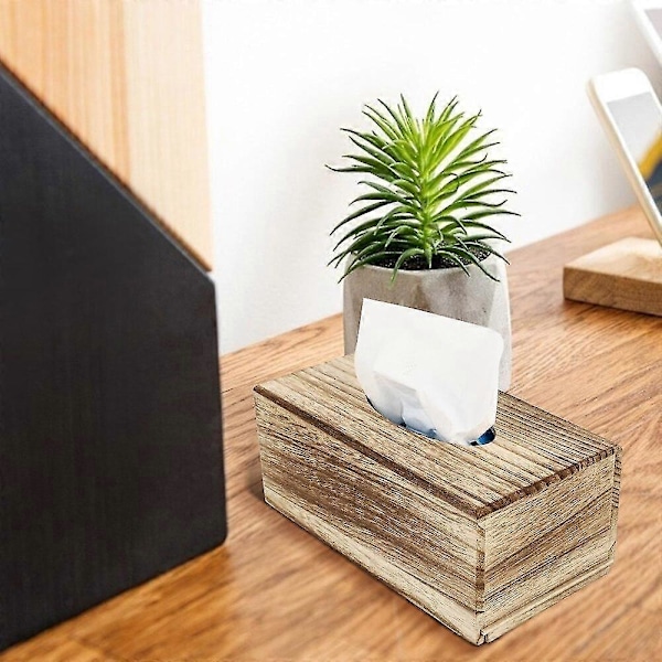 1 st Enkel Skrivbords Tissue Box Dekorativ Tissue Box Naturlig Trä Tissue Box